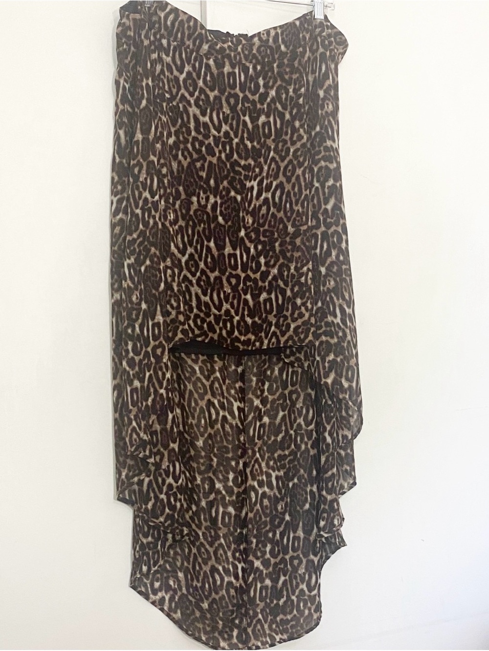 Torrid Women's Leopard Print High-Low Sheer Lined Maxi Skirt - Brown 18